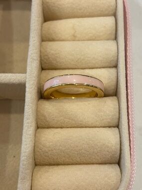Kate Spade Gold-Plated Pink Enamel 2 way Band Ring